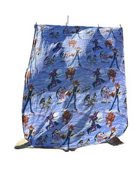 Vintage Yu-Gi-Oh! Twin Flat Sheet Anime Character Print Blue Bedding
